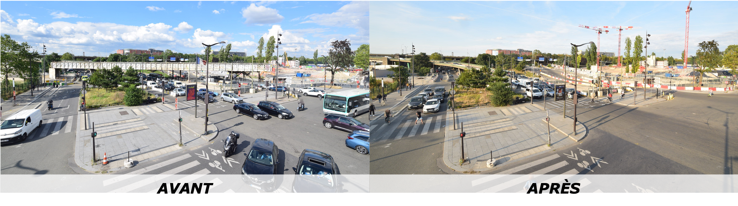 Vue de la Porte de la Chapelle avant et après le démantèlement des ponts